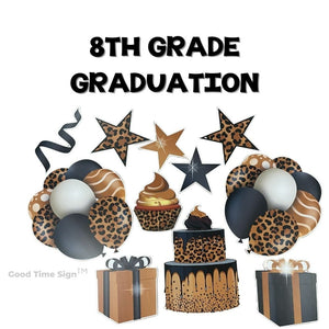 Evansville Yard Card Sign Rental Graduation - Leopard Print Theme