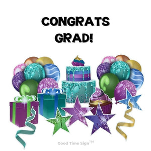 Evansville Yard Card Sign Rental Graduation - Glitter Neon Theme