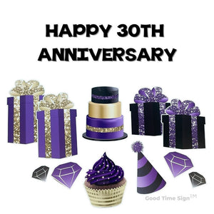 Evansville Yard Card Sign Rental Anniversary - Purple/Black/Gold Theme