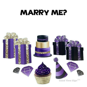 Evansville Yard Card Sign Rental Engagement - Purple/Black/Gold Theme