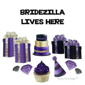 Evansville Yard Card Sign Rental Wedding - Purple/Black/Gold Theme