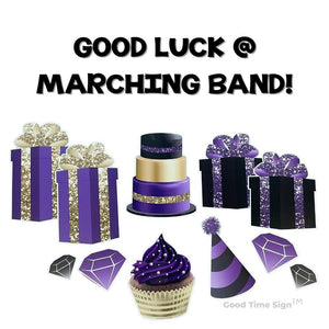 Evansville Yard Card Sign Rental Good Luck - Purple/Black/Gold Theme