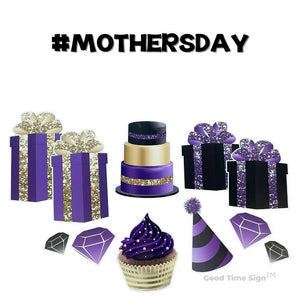 Evansville Yard Card Sign Rental Mothers Day - Purple/Black/Gold Theme