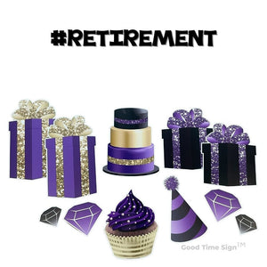 Evansville Yard Card Sign Rental Retirement - Purple/Black/Gold Theme