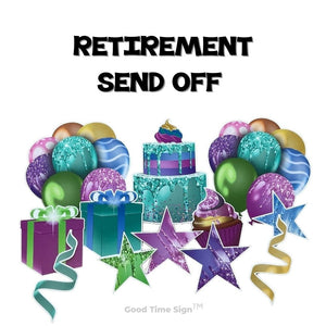 Evansville Yard Card Sign Rental Retirement - Glitter Neon Theme