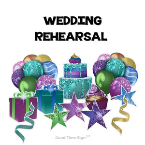 Evansville Yard Card Sign Rental Wedding - Glitter Neon Theme