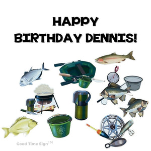 Evansville Yard Card Sign Rental Birthday - Fishing Theme