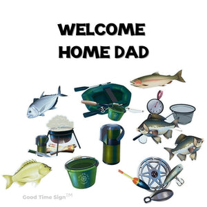 Evansville Yard Card Sign Rental Welcome Home - Fishing Theme