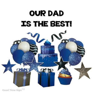 Evansville Yard Card Sign Rental Fathers Day - Blue Sparkle Theme