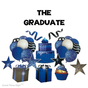 Evansville Yard Card Sign Rental Graduation - Blue Sparkle Theme