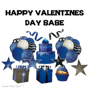 Evansville Yard Card Sign Rental Valentines Day - Blue Sparkle Theme