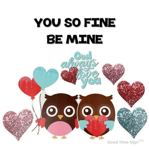 Evansville Yard Card Sign Rental Valentines Day - Owl Theme