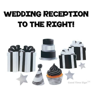 Evansville Yard Card Sign Rental Wedding - Black/White/Silver Theme