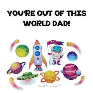 Evansville Yard Card Sign Rental Fathers Day - Space Theme