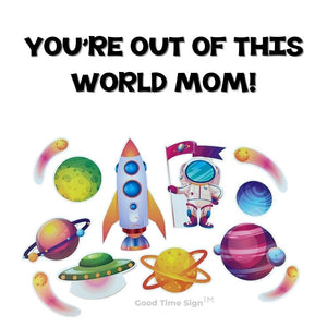 Evansville Yard Card Sign Rental Mothers Day - Space Theme