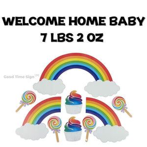 Evansville Yard Card Sign Rental Baby Announcement - Rainbow Joy Theme