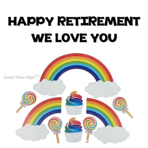 Evansville Yard Card Sign Rental Retirement - Rainbow Joy Theme