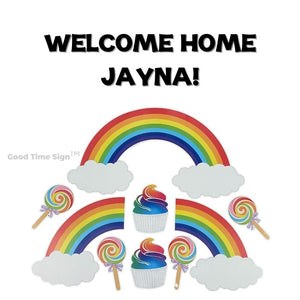 Evansville Yard Card Sign Rental Welcome Home - Rainbow Joy Theme