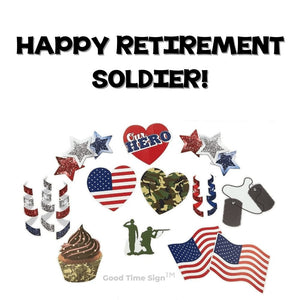 Evansville Yard Card Sign Rental Retirement - Military Theme